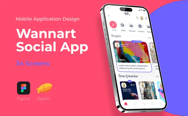 Wannart Social App — Mobil Uygulama UI/UX tasarımı